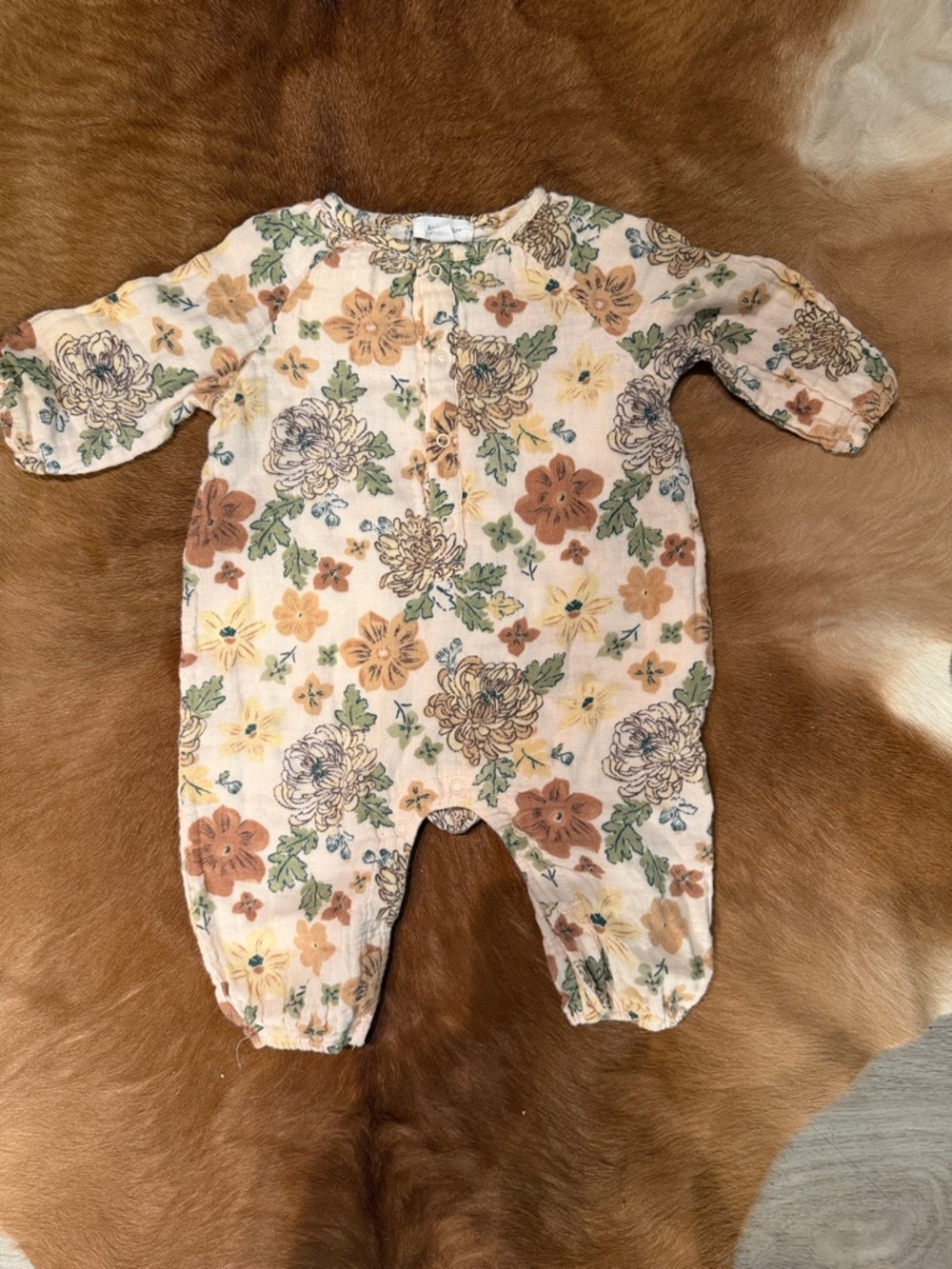 Angel Dear floral print muslin onesie 3-6 months